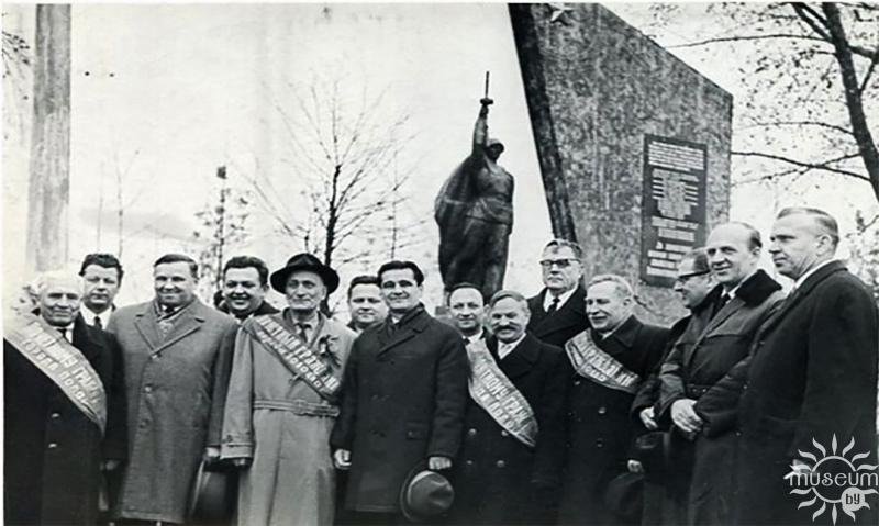 During the opening of the Monument to the Soldiers of the 1st Baltic Front. I.M. Likhachev is the fourth from the right. 1967