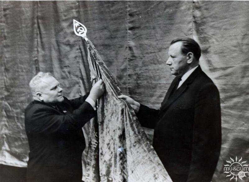 During the awarding the Order of the Red Banner of Labour  to the Director of Polotsk Pedagogical School P.K. Patsey. 1967