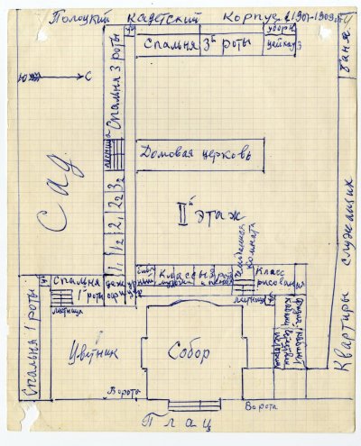 Схема расположения помещений в Полоцком кадетском корпусе. 2 этаж